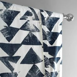 Hot Sale 🧨 Exclusive Fabrics Triad Printed Cotton Tie-Up Window Shade - 46 X 63 Triad Indigo 👏 -Exclusive Fabrics SHOP Exclusive Fabrics Triad Printed Cotton Tie Up Window Shade 11