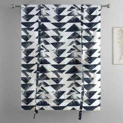 Hot Sale 🧨 Exclusive Fabrics Triad Printed Cotton Tie-Up Window Shade - 46 X 63 Triad Indigo 👏 -Exclusive Fabrics SHOP Exclusive Fabrics Triad Printed Cotton Tie Up Window Shade 12