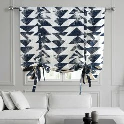 Hot Sale 🧨 Exclusive Fabrics Triad Printed Cotton Tie-Up Window Shade - 46 X 63 Triad Indigo 👏