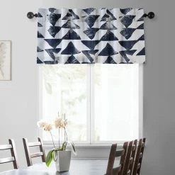 New ✔️ Exclusive Fabrics Triad Printed Cotton Window Valance - 50 X 19 Triad Indigo ⌛ -Exclusive Fabrics SHOP Exclusive Fabrics Triad Printed Cotton Window Valance 2