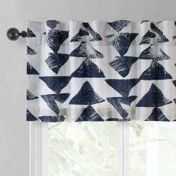 New ✔️ Exclusive Fabrics Triad Printed Cotton Window Valance - 50 X 19 Triad Indigo ⌛ -Exclusive Fabrics SHOP Exclusive Fabrics Triad Printed Cotton Window Valance 3