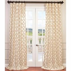 Best Pirce 💯 Exclusive Fabrics Tunisia Embroidered Faux Silk Curtain (1 Panel) Tunisia Ivory 🔥