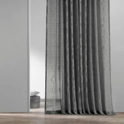 Cheapest ✔️ Exclusive Fabrics Vega Patterned Linen Sheer Curtain (1 Panel) Vega Charcoal ✨ -Exclusive Fabrics SHOP Exclusive Fabrics Vega Patterned Linen Sheer Curtain 281 Panel29 3