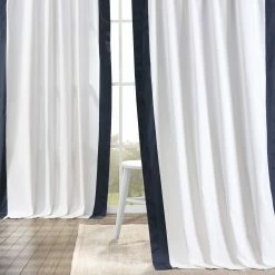 Exclusive Fabrics SHOP 25 Flash Sale โญ Exclusive Fabrics Vertical Colorblock Panama Curtain (1 Panel) Warm Off-white & Grey โจ
