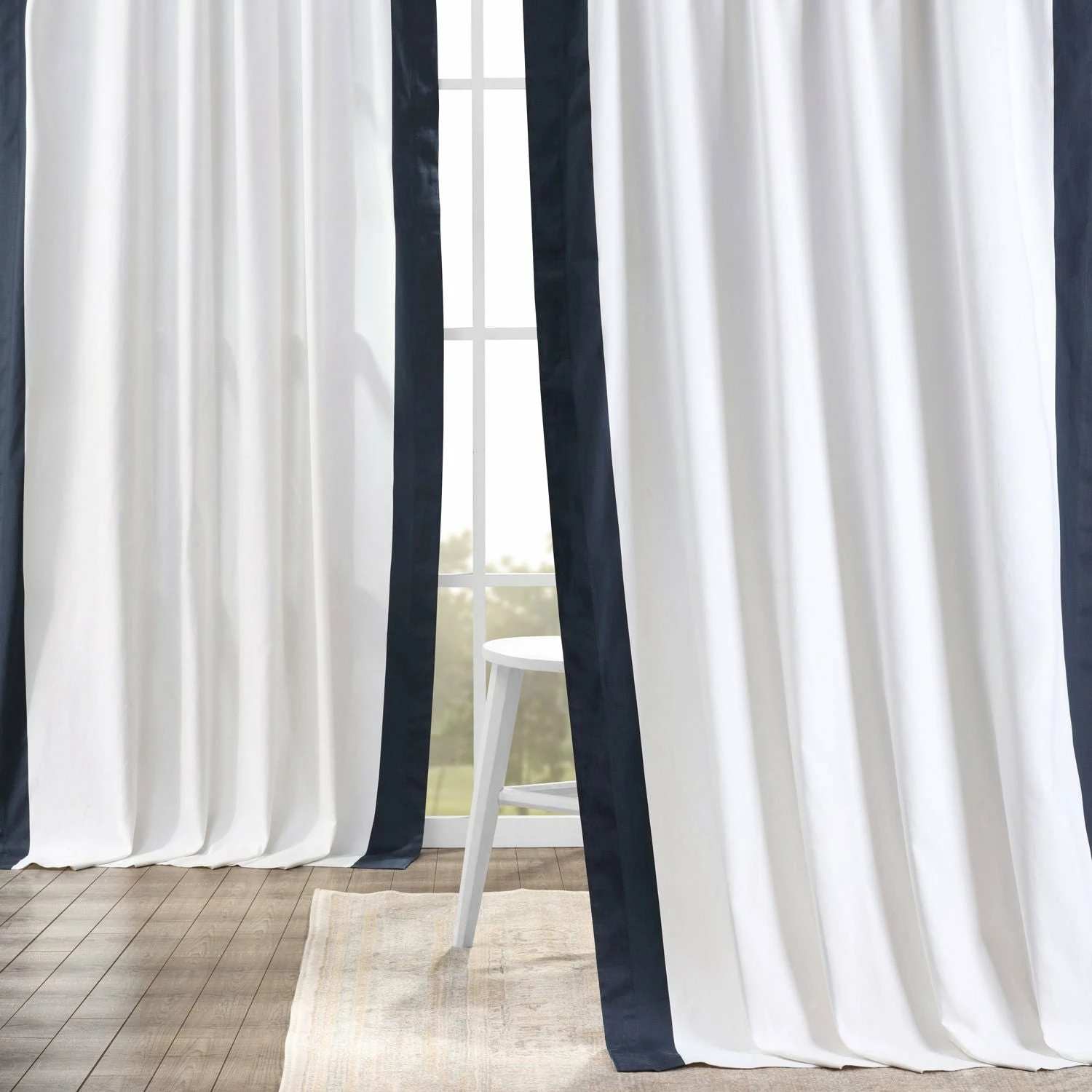 Flash Sale ⭐ Exclusive Fabrics Vertical Colorblock Panama Curtain (1 Panel) Warm Off-white & Grey ✨ 3 Flash Sale ⭐ Exclusive Fabrics Vertical Colorblock Panama Curtain (1 Panel) Warm Off-white & Grey ✨