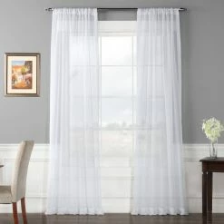 Cheapest ⭐ Exclusive Fabrics White Poly Voile Sheer Curtain Panel Pair (2 Panels) ✔️