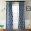 Coupon 🥰 Exclusive Fabrics Woodcut Room Darkening Curtain Panel Pair (2 Panels) Woodcut Blue 🔔