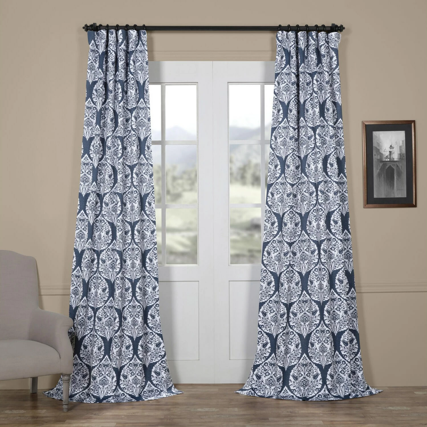Coupon ๐ฅฐ Exclusive Fabrics Woodcut Room Darkening Curtain Panel Pair (2 Panels) Woodcut Blue ๐ 5 Coupon ๐ฅฐ Exclusive Fabrics Woodcut Room Darkening Curtain Panel Pair (2 Panels) Woodcut Blue ๐ - Image 3